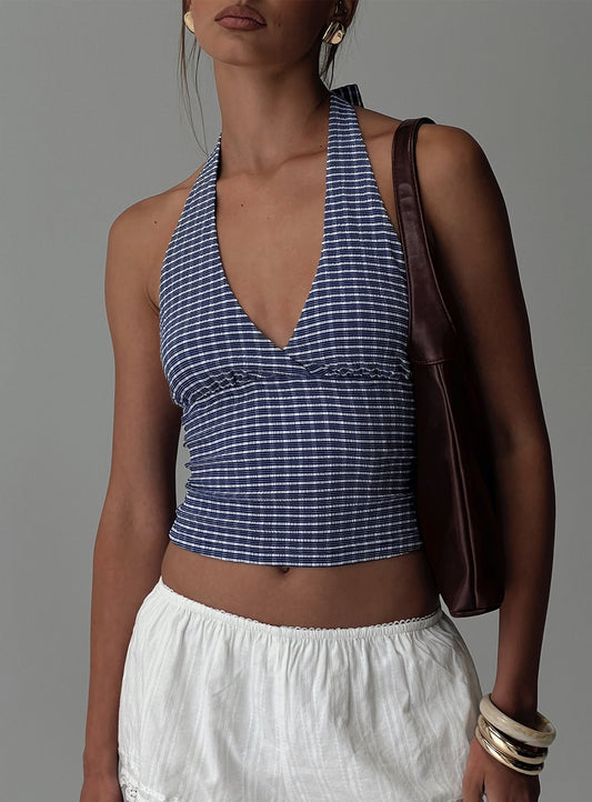 Whitney - Gingham Halter Top