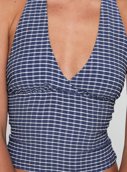 Whitney - Gingham Halter Top